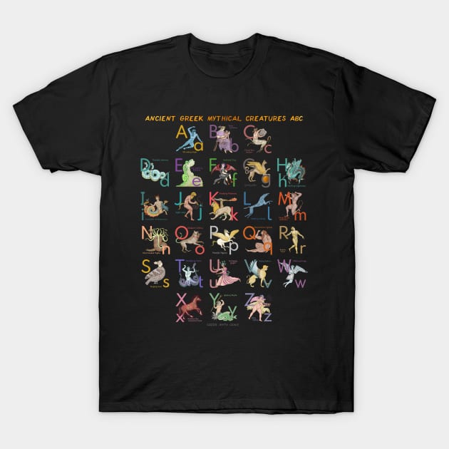 Ancient Greek Mythical Creatures ABC by Greek myth Comix T-Shirt by GreekMythComix